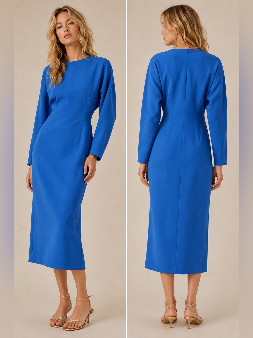 💙 ZARA Crepe Cobalt Blue Midi Dress | Size S | NWOT